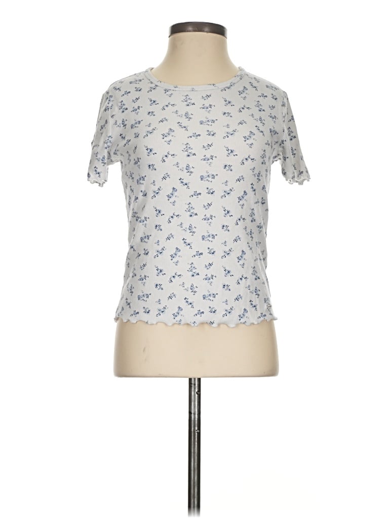 Pre-owned Hollister Short Sleeve T-shirt In Silver