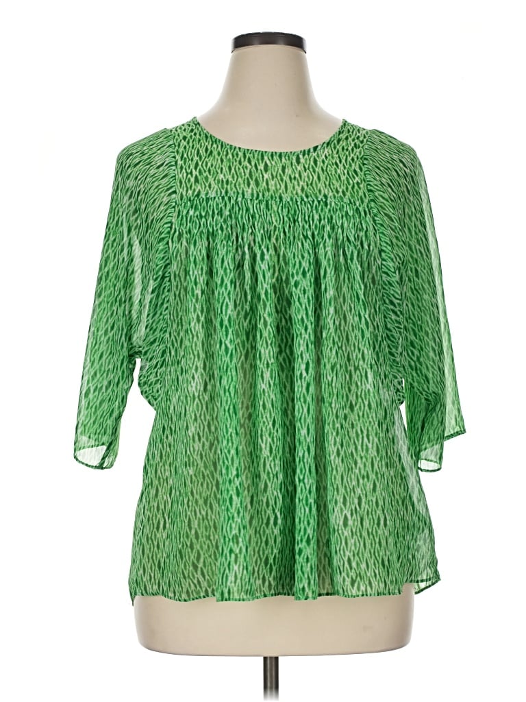 Pre-owned Michael Michael Kors 3/4 Sleeve Blouse In Green