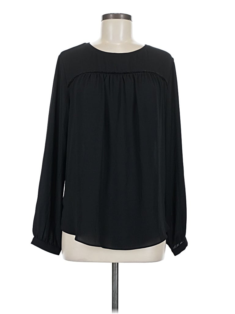 Pre-owned Ann Taylor Loft Long Sleeve Blouse In Black