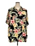 George 100% Rayon Tropical Black Short Sleeve Blouse Size 3XL - photo 1