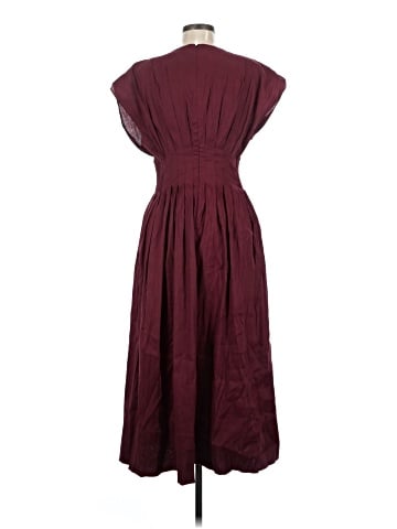 Madewell Pleated V-Neck Midi Dress (view 2)