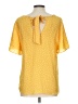 Lush 100% Polyester Polka Dots Yellow Short Sleeve Blouse Size L - photo 2