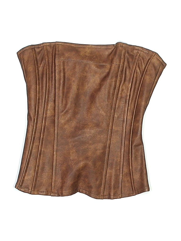 Weworewhat Tube Top Brown Strapless Neckline Tops