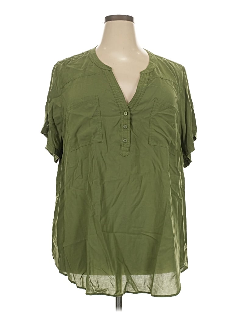 Pre-owned Torrid Short Sleeve Henley Shirt In Green