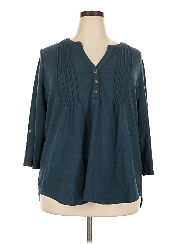 Pre-owned Notations 3/4 Sleeve Blouse In Teal