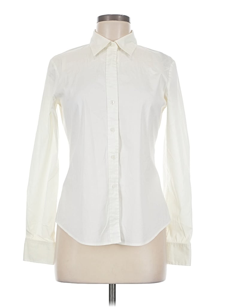 Pre-owned Theory Long Sleeve Button Down Shirt In Ivory