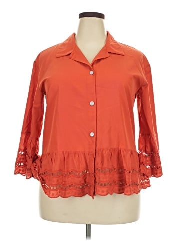 Unbranded 3/4 Sleeve Button-Down Shirt (view 1)