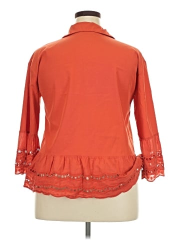 Unbranded 3/4 Sleeve Button-Down Shirt (view 2)