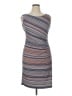 Connected Apparel Stripes Gray Casual Dress Size 14 - photo 1