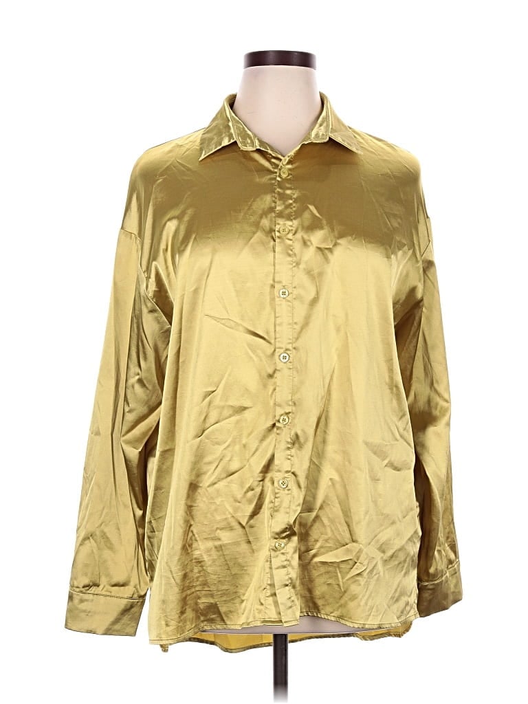 Pre-owned Kittenish Long Sleeve Blouse In Gold