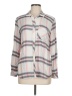 Gap 100% Viscose Plaid Silver Long Sleeve Blouse Size M - photo 1