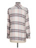 Gap 100% Viscose Plaid Silver Long Sleeve Blouse Size M - photo 2
