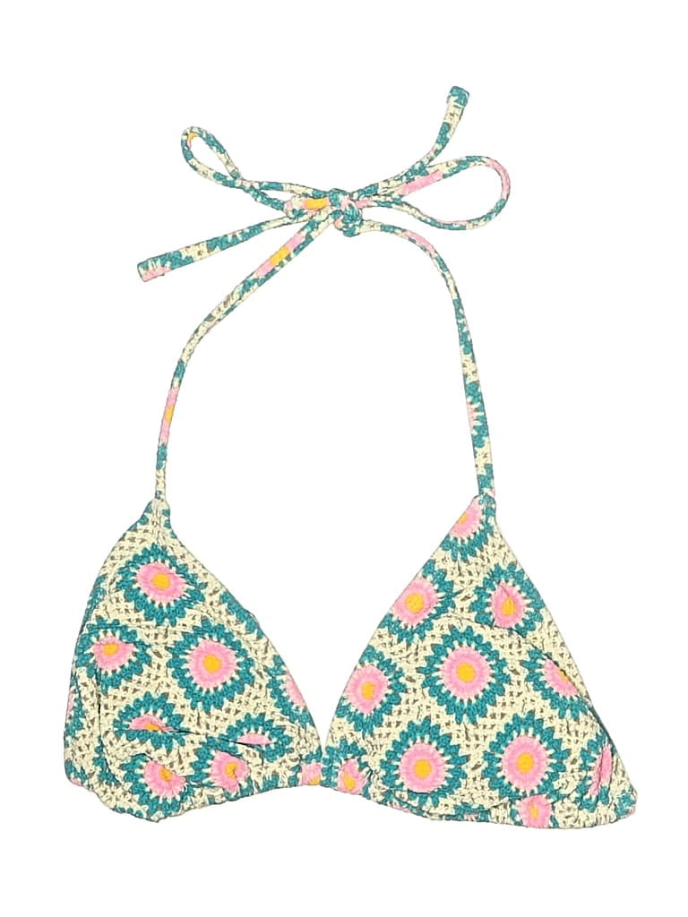 Pre-owned No Boundaries Swimsuit Top Green Print Pattern Swimwear