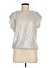 By Design 100% Polyester Metallic Silver Short Sleeve Top Size M - photo 1