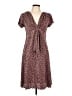 Connected Apparel 100% Polyester Print Burgundy Casual Dress Size 10 - photo 1