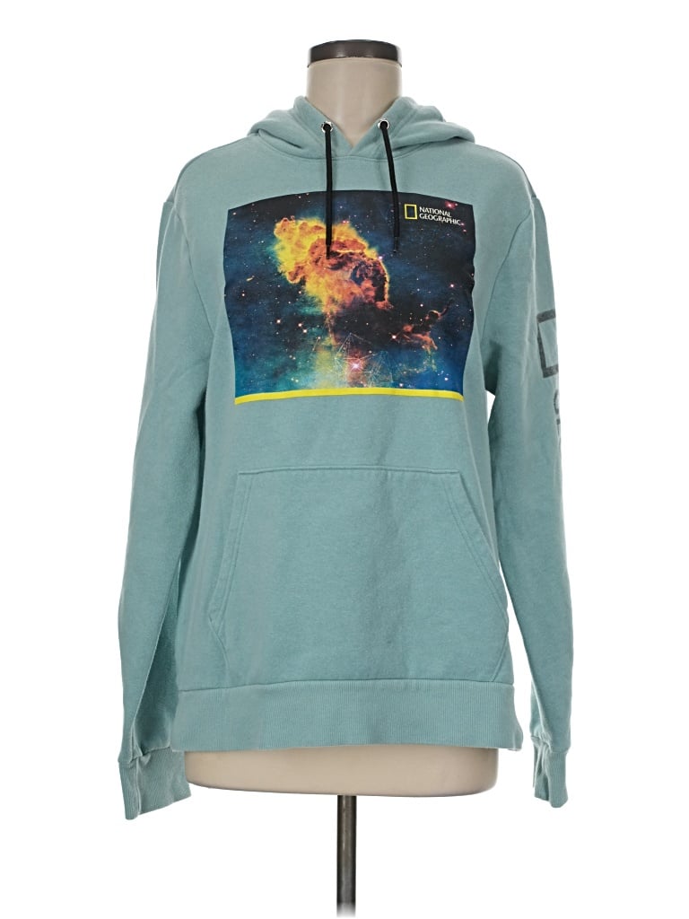 Pre-owned National Geographic Pullover Hoodie In Teal