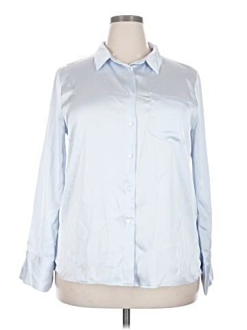 Aqua Long Sleeve Blouse (view 1)