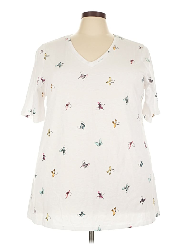 Pre-owned Lane Bryant Short Sleeve T-shirt In Ivory