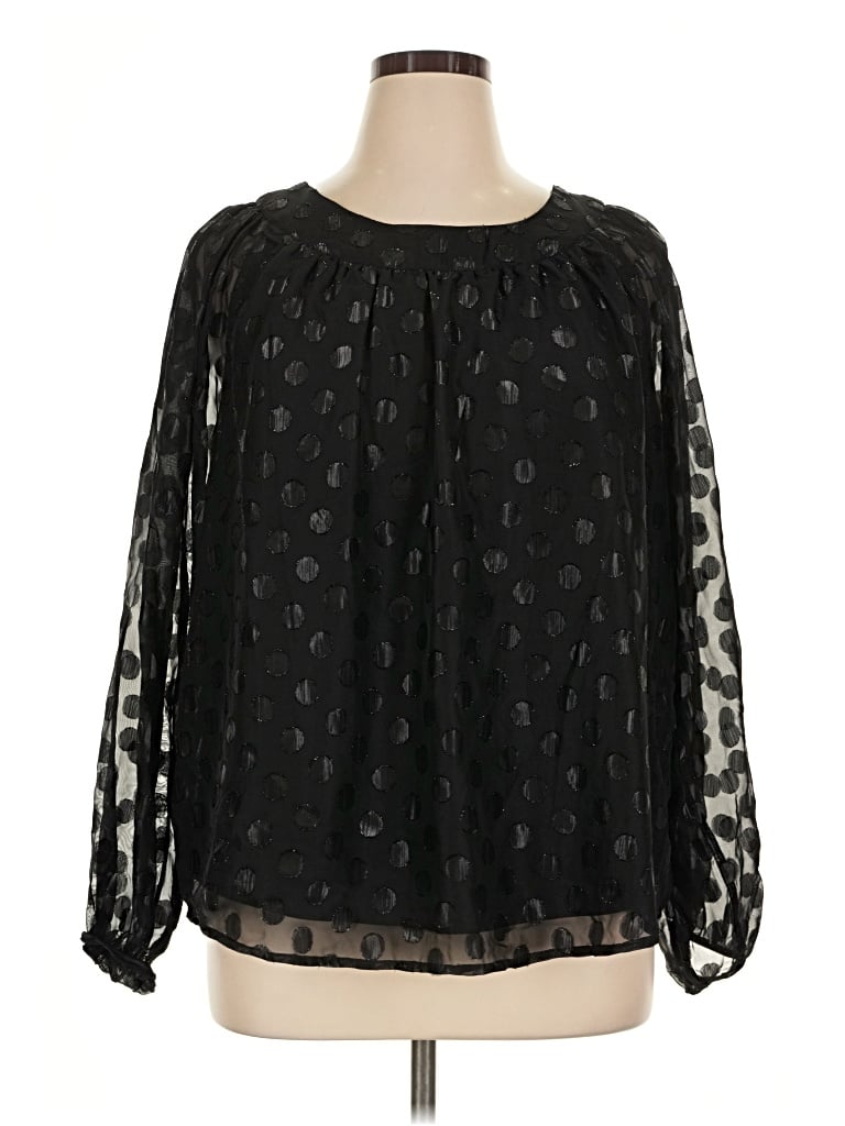 Pre-owned Isaac Mizrahi Live Long Sleeve Blouse In Black