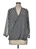 MICHAEL Michael Kors 100% Polyester Stripes Silver 3/4 Sleeve Blouse Size M - photo 1