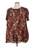 Roaman's 100% Rayon Animal Print Brown Short Sleeve Blouse Size 24W - photo 2