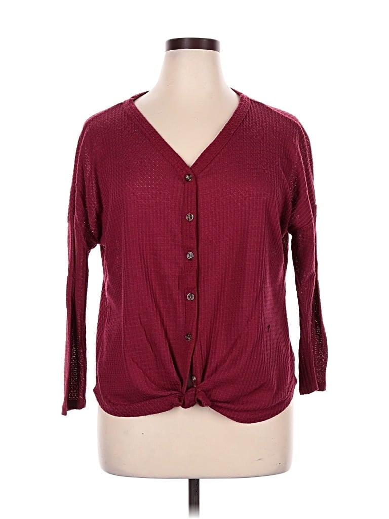 Pre-owned Just Be ... 3/4 Sleeve Blouse In Burgundy