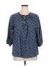 Escapada 100% Rayon Blue 3/4 Sleeve Blouse Size XL - photo 1