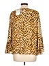 Kasper 100% Polyester Animal Print Gold 3/4 Sleeve Blouse Size L - photo 2