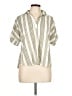 Wrapper Stripes Ivory Short Sleeve Blouse Size L - photo 1