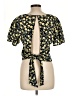 Lush Floral Blue Yellow Short Sleeve Top Size L - photo 2