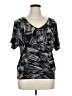AB Studio Metallic Silver Short Sleeve Blouse Size XL - photo 1