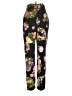 Krizia 100% Silk Floral Black Silk Pants Size EU 38 / US 8 - photo 1