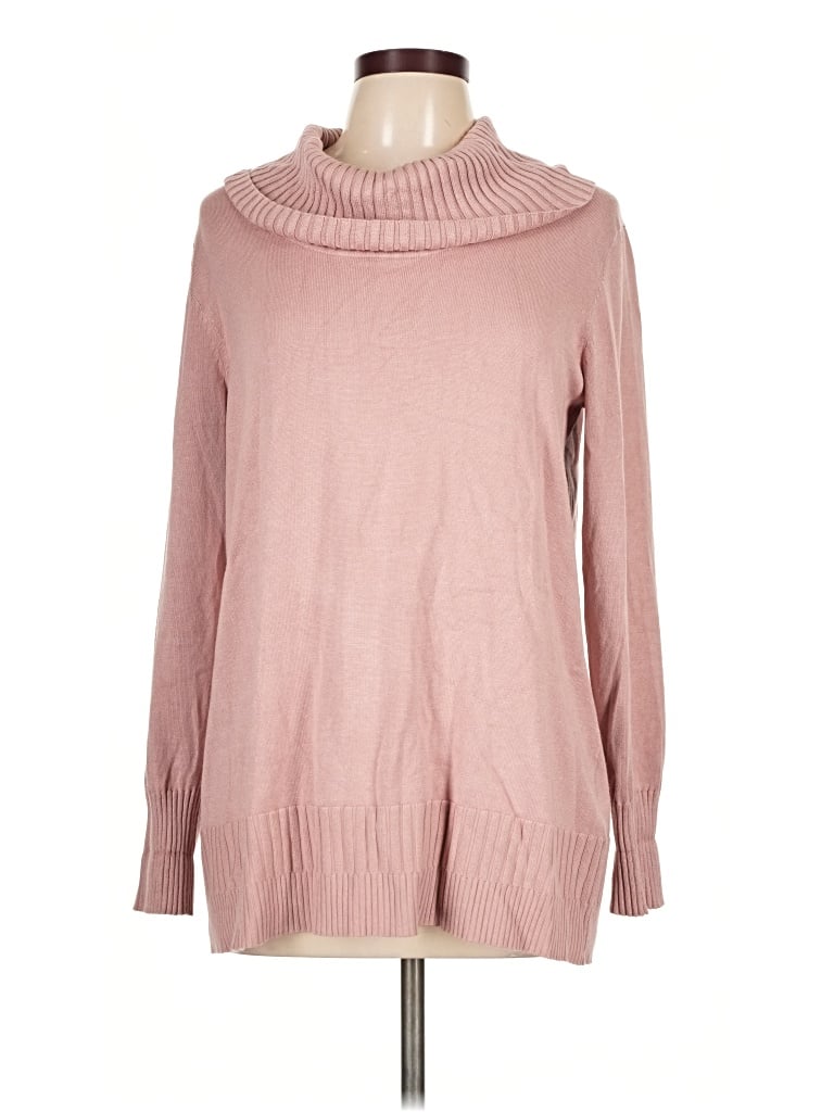 Pre-owned Cable & Gauge Turtleneck Sweater In Pink