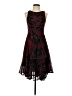 Halston 100% Polyester Graphic Burgundy Cocktail Dress Size 4 - photo 1