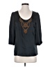 Tibi 100% Linen Black 3/4 Sleeve Top Size 2 - photo 1