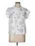 Solitaire White Blue Short Sleeve Blouse Size L - photo 1