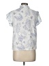 Solitaire White Blue Short Sleeve Blouse Size L - photo 2