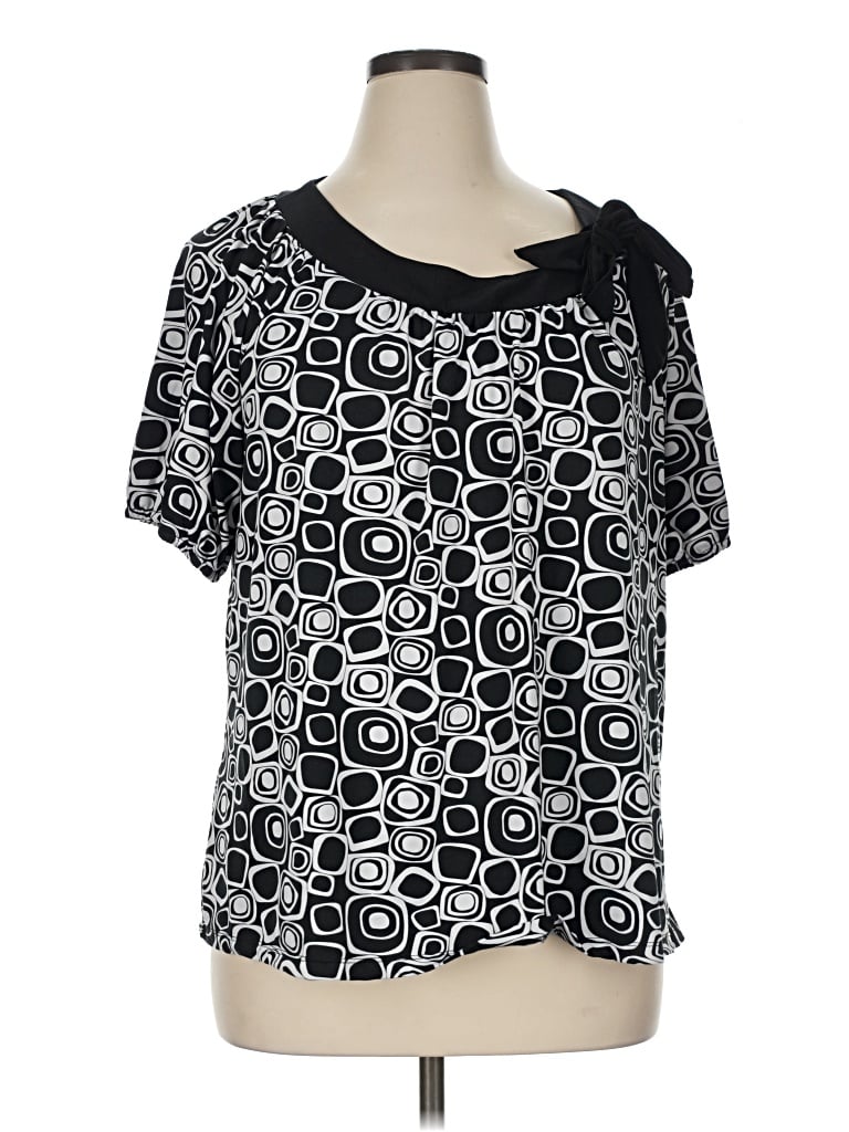 Pre-owned New Directions Short Sleeve Blouse In Black