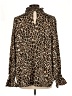 H&M Animal Print Brown Long Sleeve Blouse Size L - photo 2