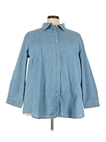 Woman Within 3/4 Sleeve Button-Down Shirt (view 1)