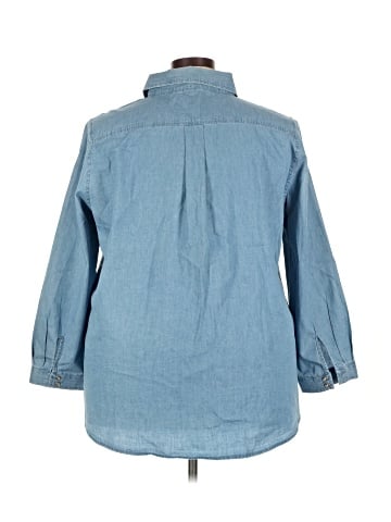 Woman Within 3/4 Sleeve Button-Down Shirt (view 2)