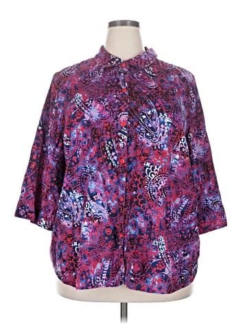 Liz & Me for Catherines 3/4 Sleeve Button-Down Shirt (view 1)