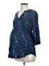 a:glow 100% Rayon Stars Blue 3/4 Sleeve Blouse Size Sm Maternity - photo 1
