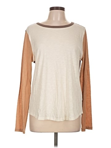 Madewell Whisper Cotton Rib-Crewneck Long-Sleeve Tee in Colorblock (view 1)