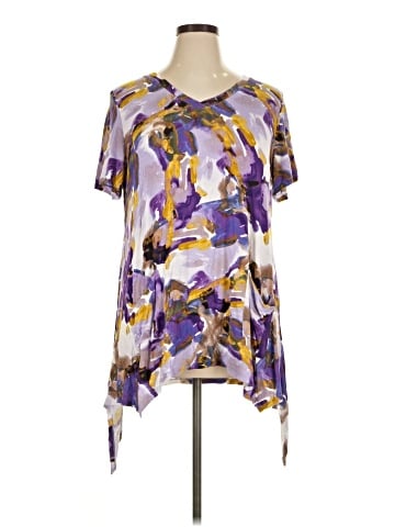 LOGO by Lori Goldstein Short Sleeve Blouse (view 1)