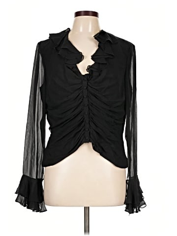 Carmen Marc Valvo Long Sleeve Silk Top (view 1)