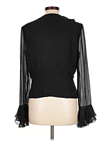 Carmen Marc Valvo Long Sleeve Silk Top (view 2)