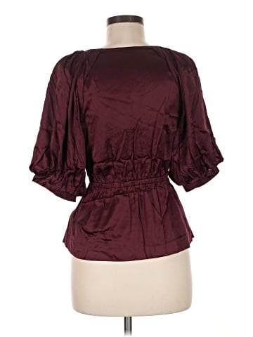 Madewell Shirred Puff-Sleeve Top in Satin (view 2)