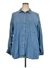 Ann Taylor LOFT Blue Long Sleeve Button-Down Shirt Size XXL - photo 1