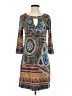 Isle Apparel Print Blue Casual Dress Size S - photo 1